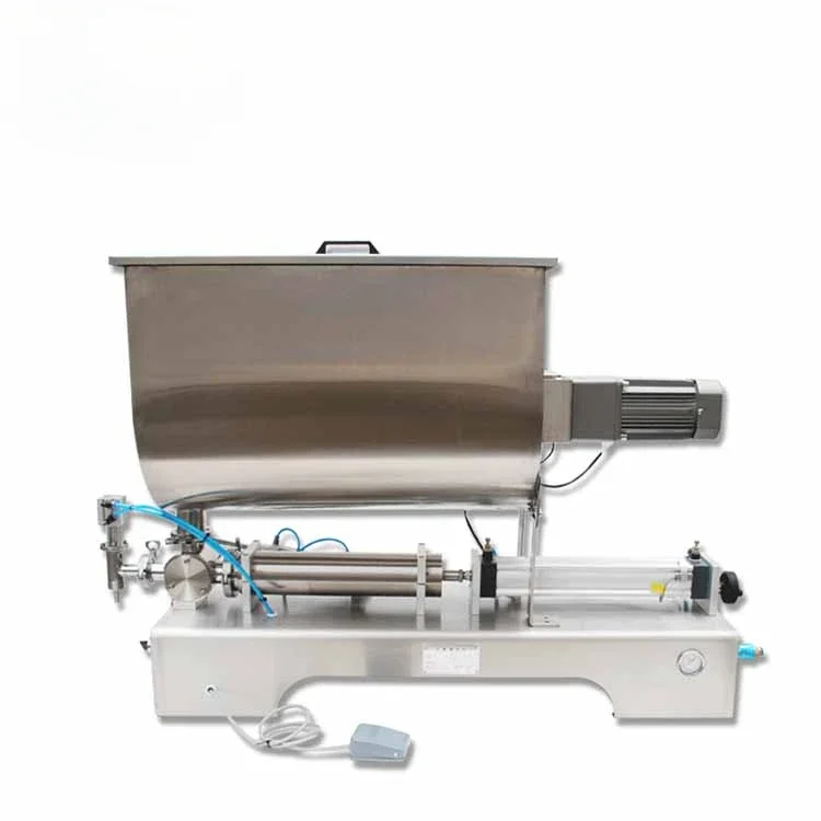 G1WG Piston Filling Machine with High-quality Welding U-type Hopper and Agitator Double Jacket To Heat Filler for Thick Jam