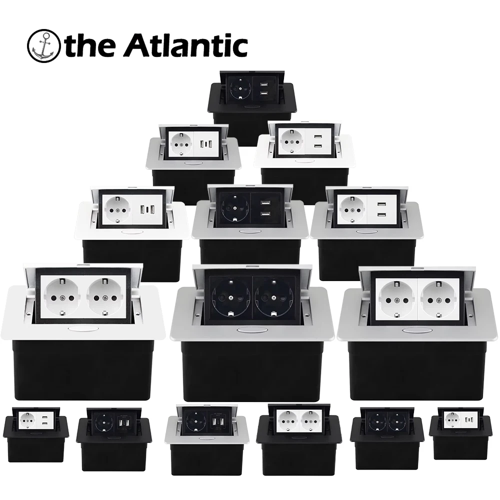 

EU Desktop Socket Black Silver White Pop-up Socket Desktop Hidden Socket With Dual USB Interfaces And Type-C Interfaces