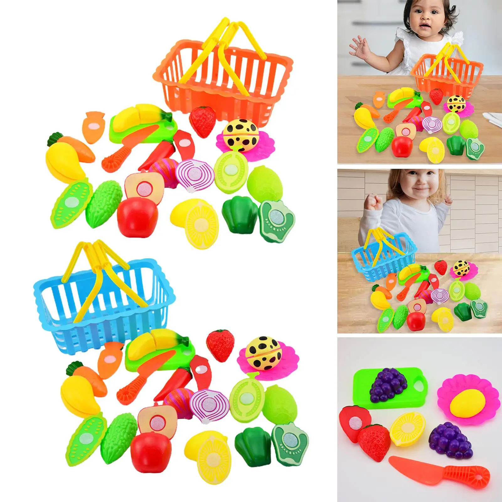 16Pcs Pretend Vegetables Fruits Family Playset Montessori Toys