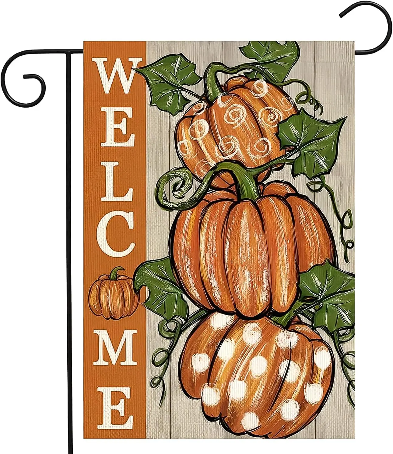 Fall Garden Flags for Outside Pumpkin Yard Flag 12x18 Inch Double Sided Thanksgiving with Polka Dot Outdoor Decoration