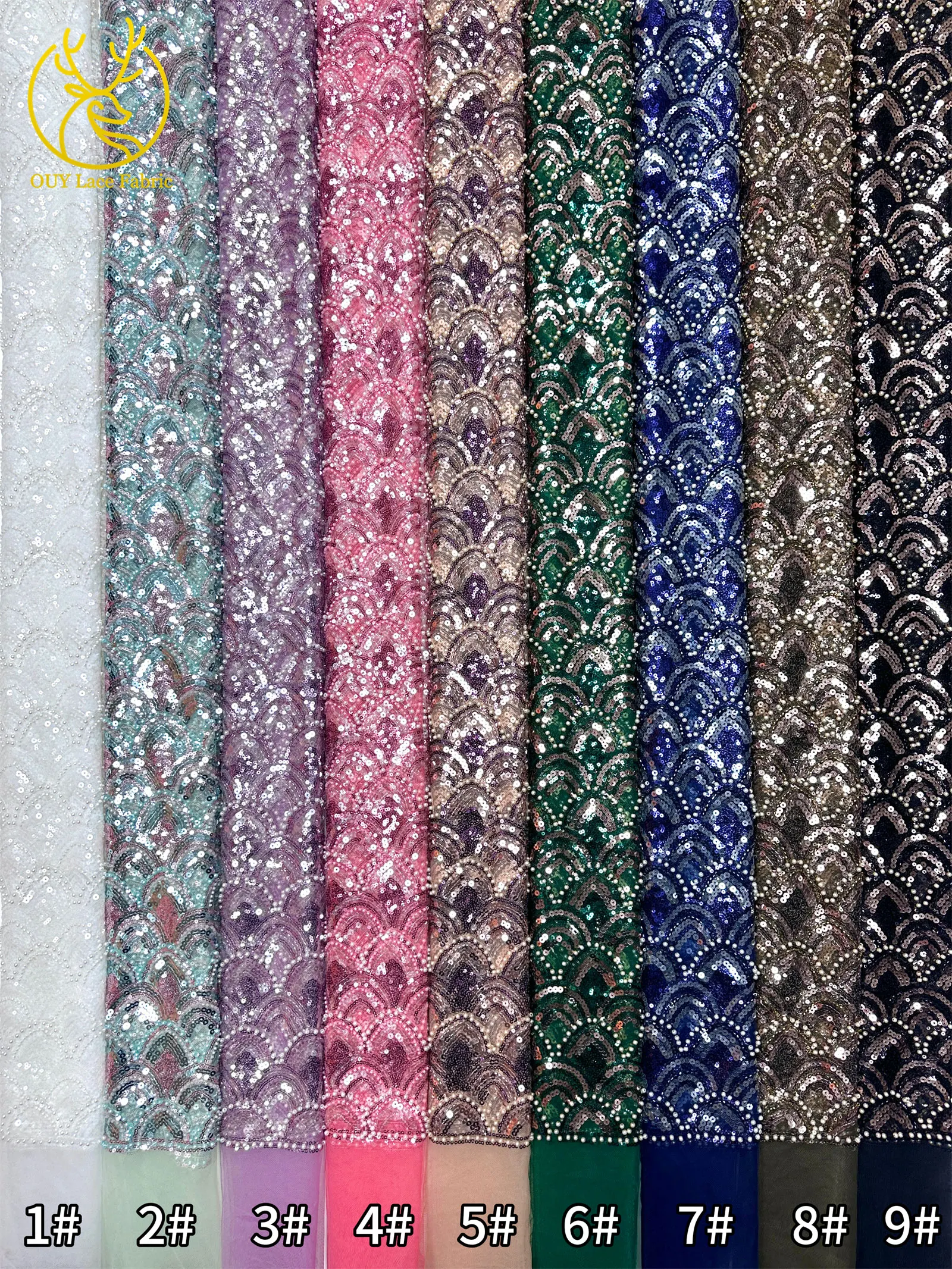 2026 Luxuriöser Afrikanischer Perlen-Spitzenstoff 5 Yards Hochwertiger Nigerianischer Französischer Pailletten-Tüll-Spitzenstoff Ideal für Hochzeiten und Bankette – Detail 3