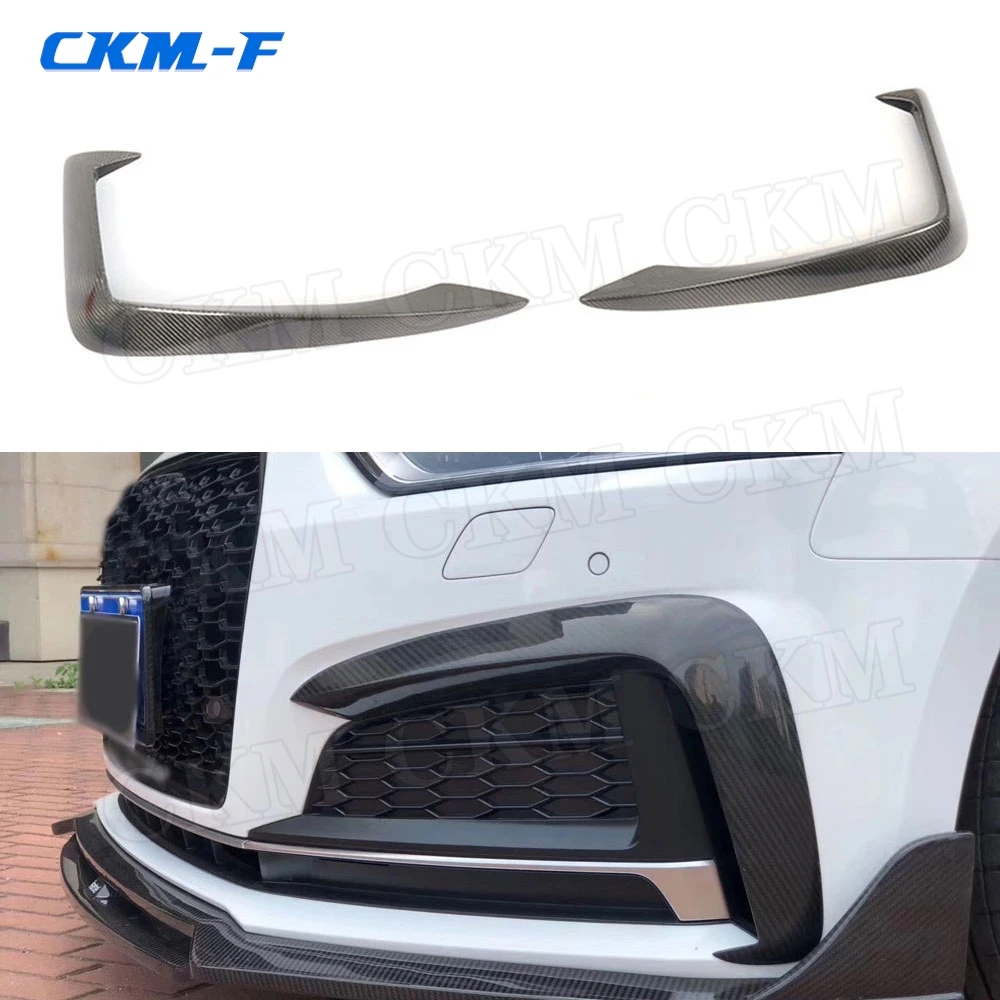 

For Audi A5 Sline S5 2017 2018 2019 Carbon Fiber Car Front Bumper Fog Lamp Eyebrows Eyelid Cover FRP Front Fins Canards One Pair