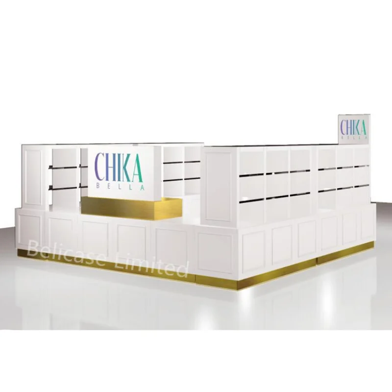 （customized）Luxury Hare Care Display Cabinet  Hair Extension Shelving Rack Custom Beauty Products Shopping Mall Kiosk Design