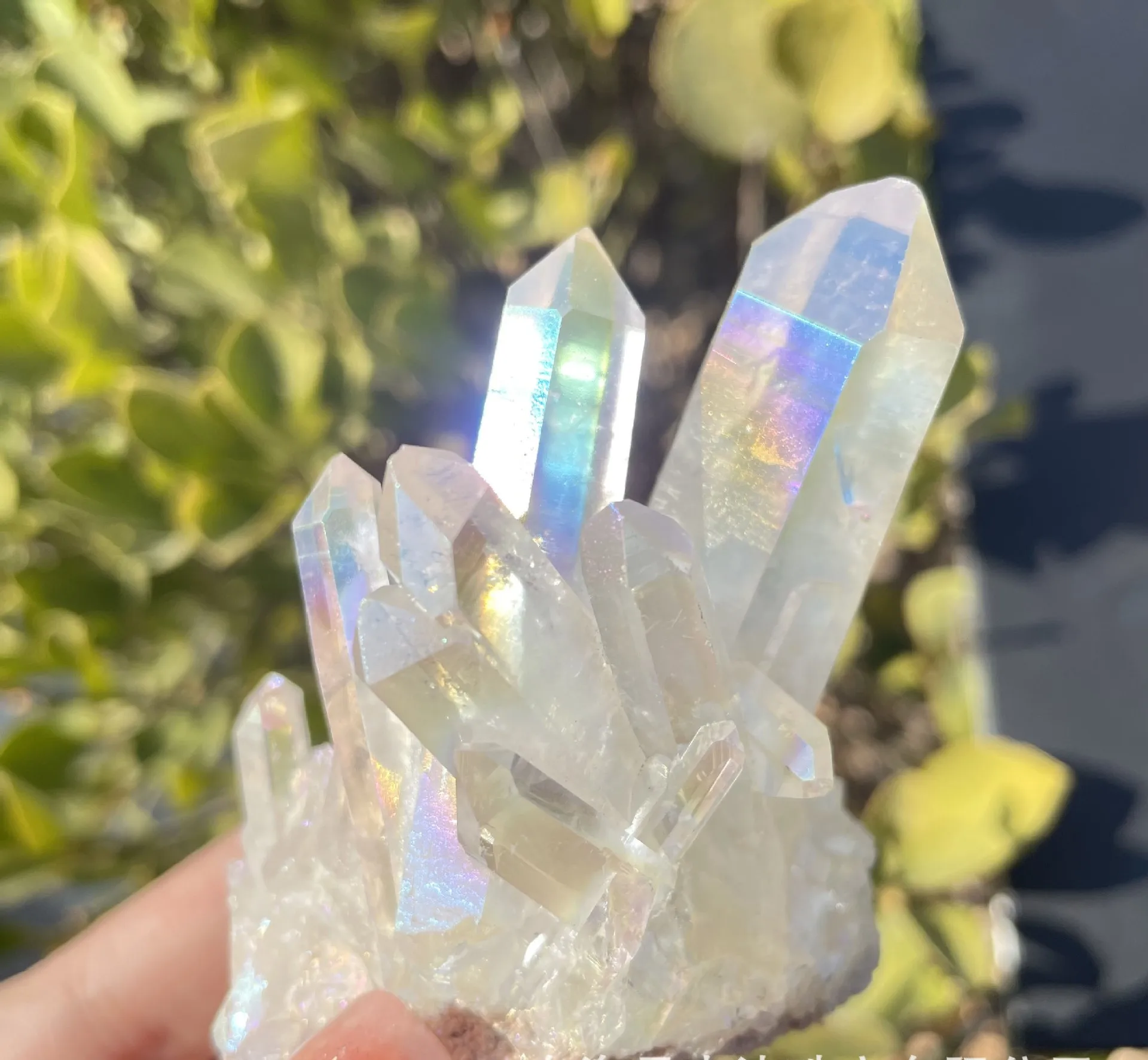 1pc Natural Clear Quartz Electroplating Angel Aura Crystal Cluster Aquarium Decoration Home Ornaments