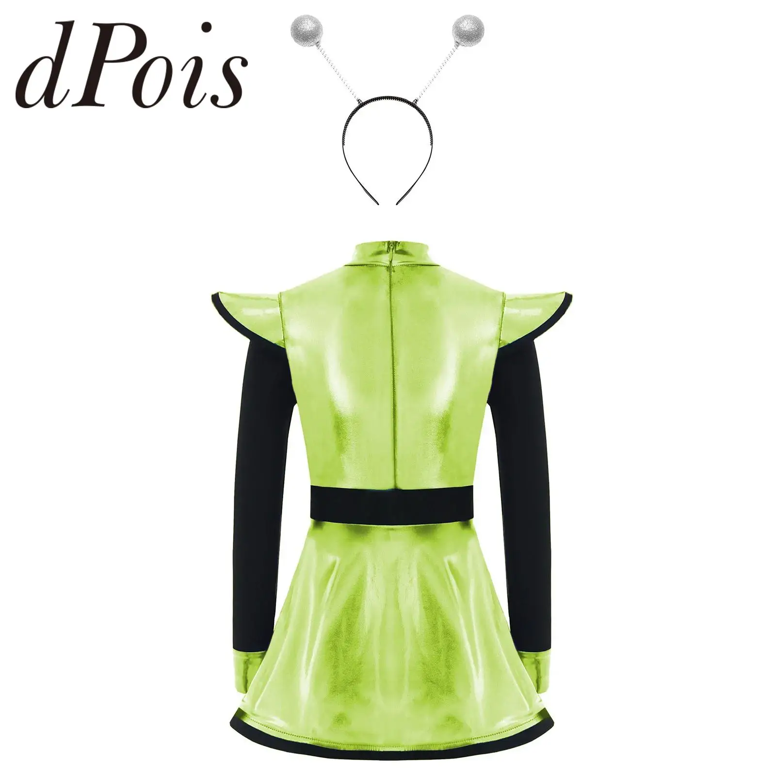 

Детский блестящий костюм для выступлений для девочек: платье-робот из космоса, серебристое, с эффектом глянца, для танцев, карнавалов и ролевых игр