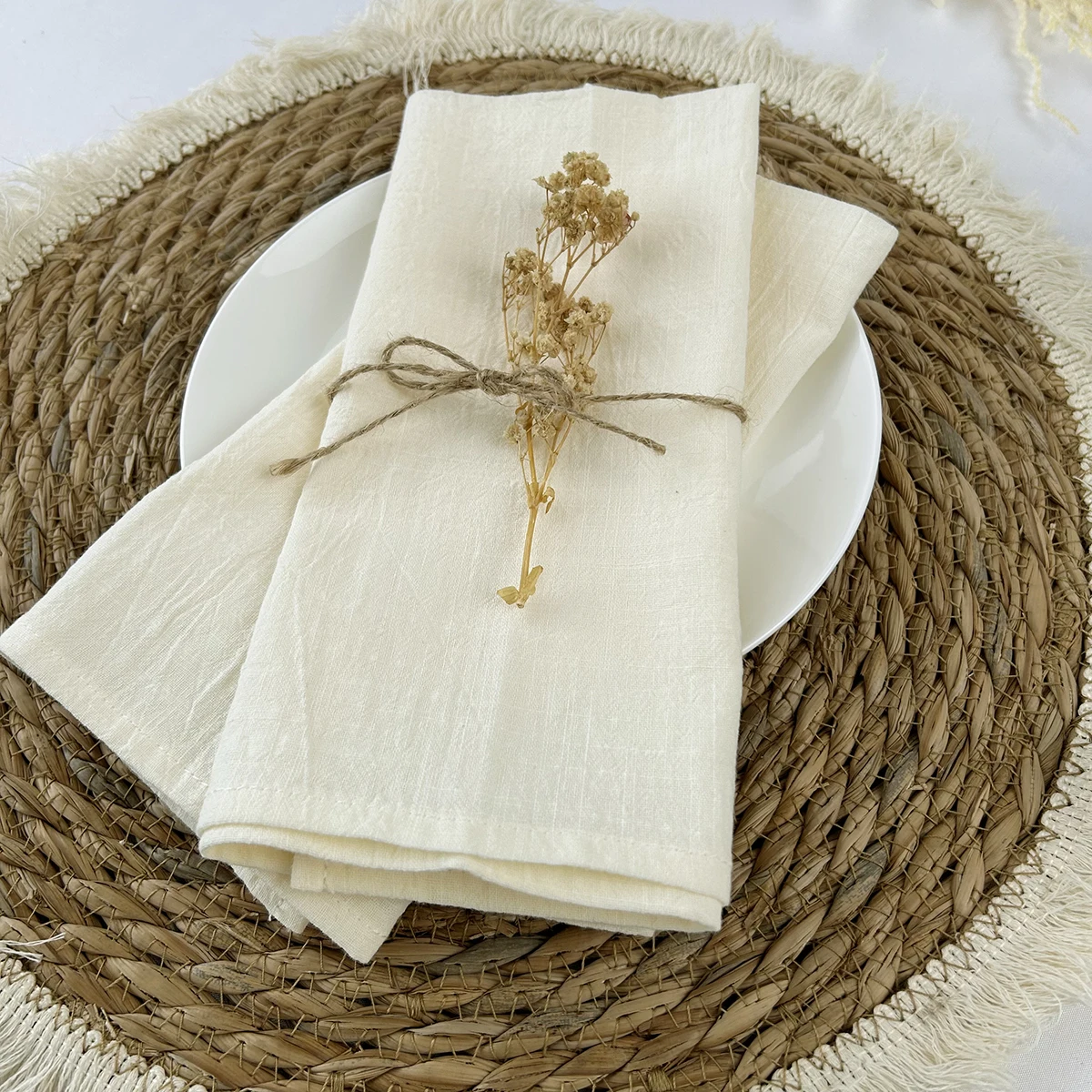 Wholesale 100pcs 30x45cm 100% Cotton Wedding Sage Green NapkinS Reusable Party Christmas Table Decor Retro napkins
