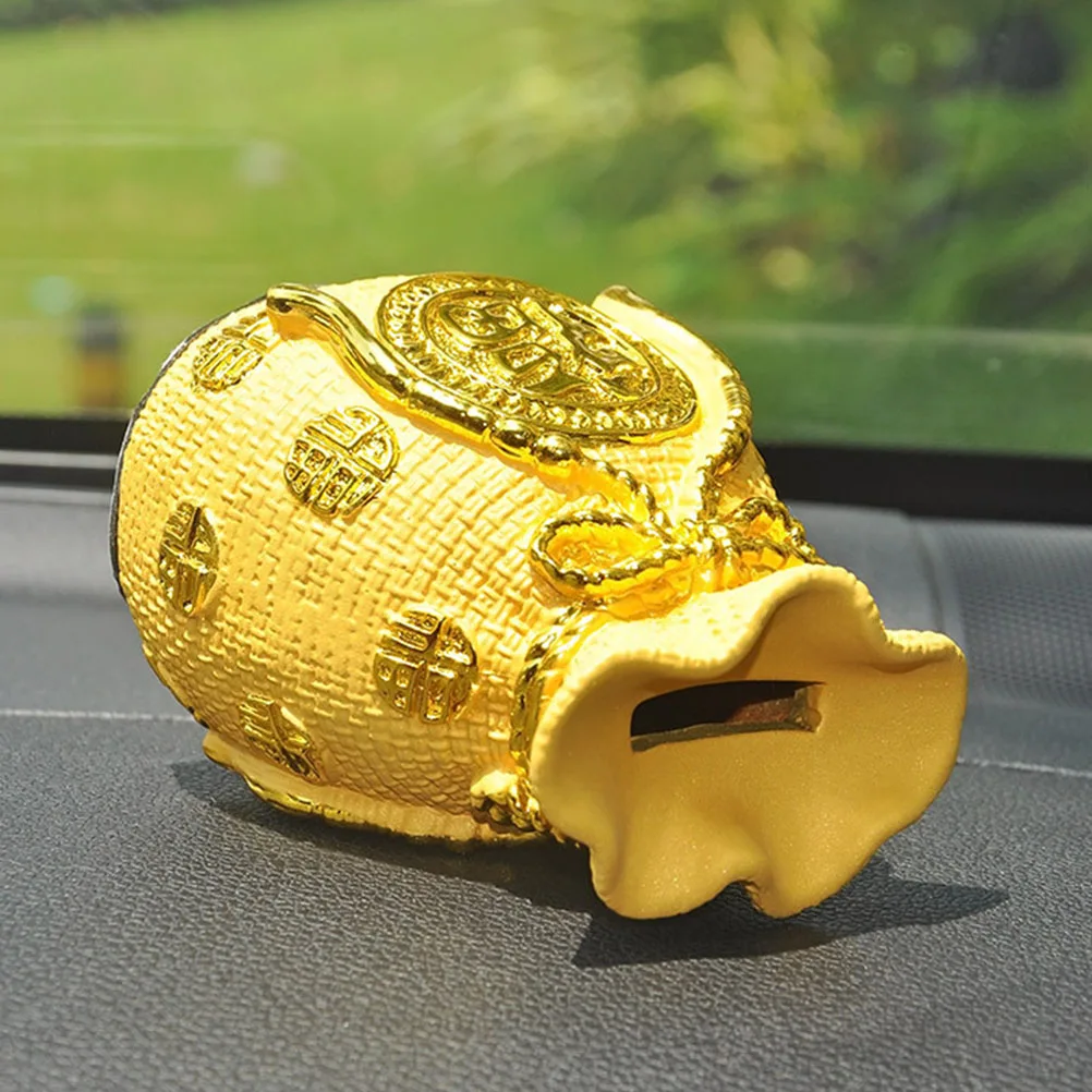 

Creative Resin Piggy Bank Statue Bag Shaped Delicate Saving Pot Ornament Desktop Coin Jar Blessing Bag Crafts Household