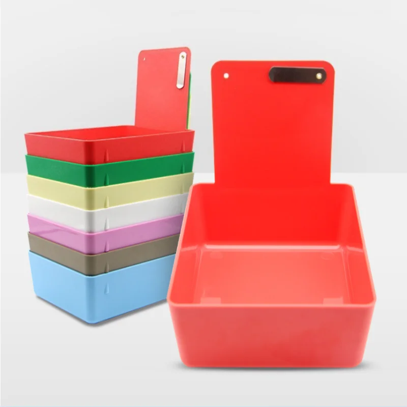 

1pc Dental Lab Work Pans with Metal Clip Holder Colourful Plastic Storage Box Tray Durable Container Dentistry Turnover Box