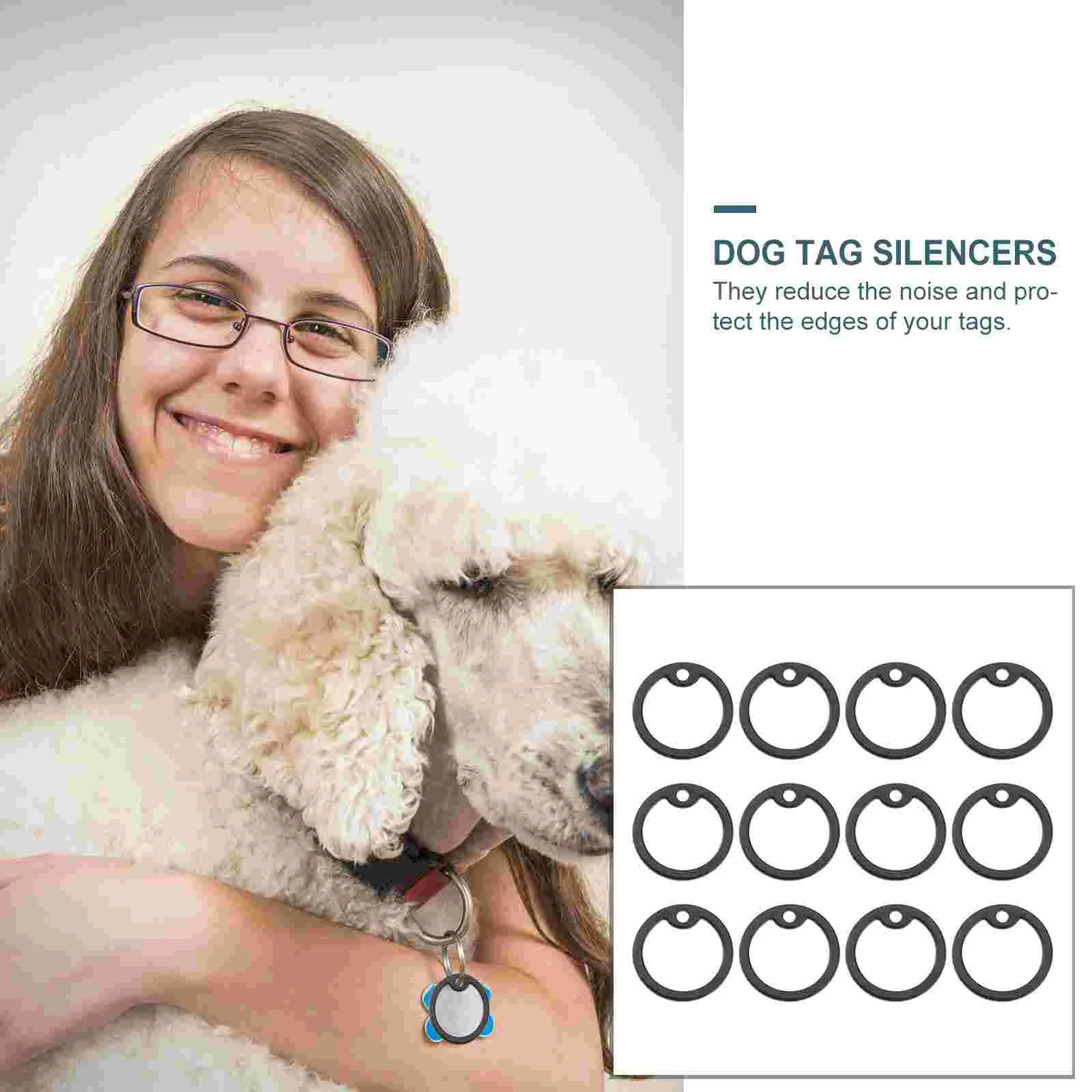 12pcs Professional Dog ID Tag Silencers Silicone Useful Mute Circle for Pet Dog Cat Pet Tag Silencers