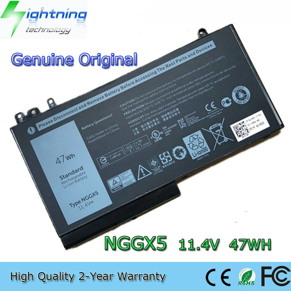 Genuine NGGX5 11.4V 47Wh Laptop Battery for Dell Latitude E5250 E5270 E5470 E5550 E5570 M3510