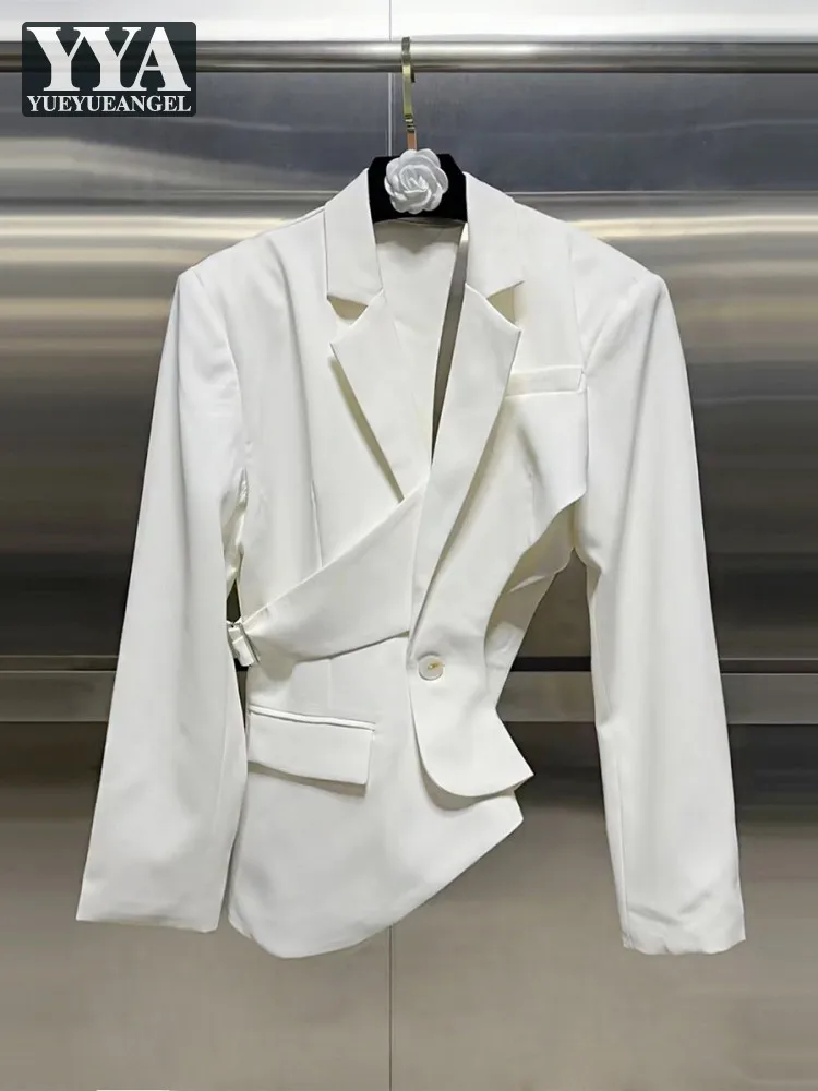 

Ladies Hollow Out Designer Work Blazer Jacket Notched Single Button Business Suit Coat Casual Womens Office Breathable Blazer