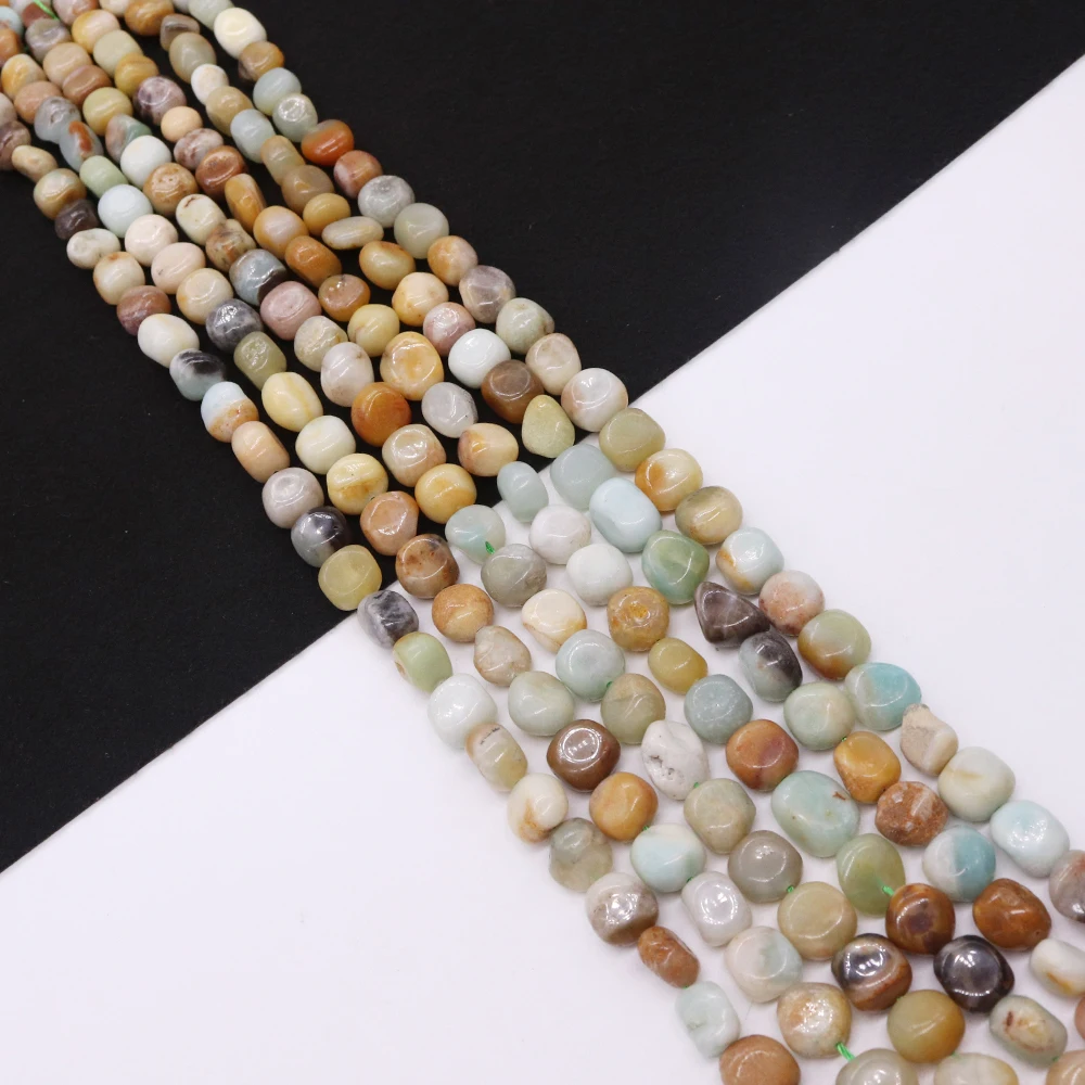 

Natural Stone Irregular Loose Beads Polished Amazonite Straight-hole Round Beads DIY Necklace Bracelet and Jewelry Accessories