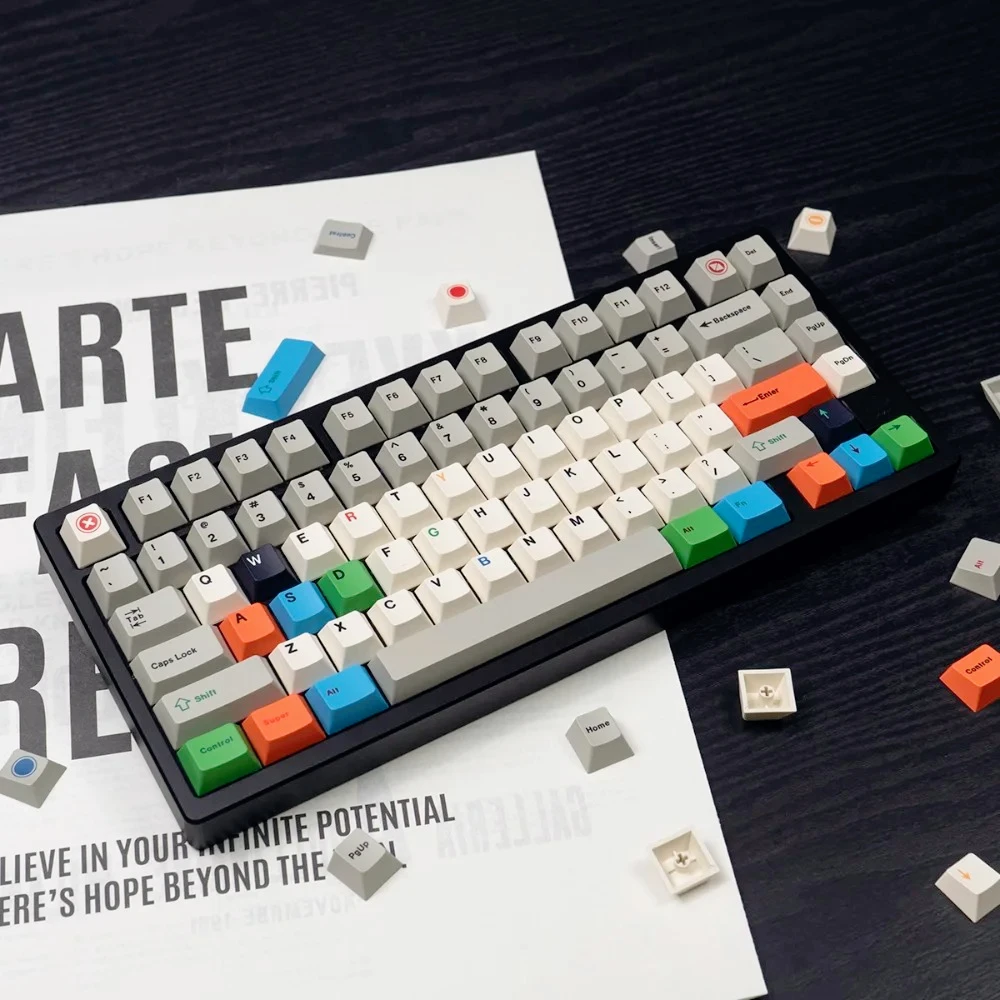 

GEFENSI 161 Keys Large Set Vintage Red And Green Lighted Keycap Set PBT Cherry For 60/84/98/108 Mechanical Keyboard Replacement