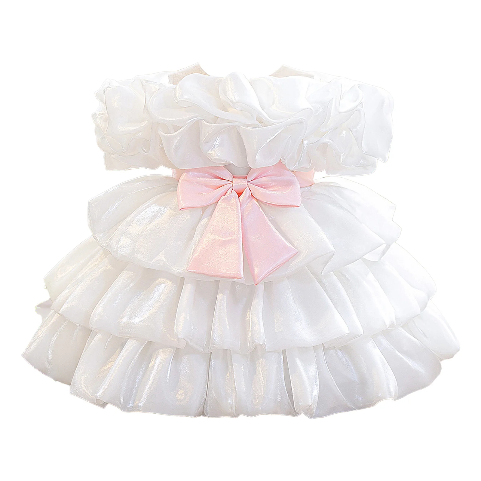 

Платье для маленьких девочек на свадьбу, день рождения, вечеринку, с милым бантом, блестящими многоярусными оборками, цветочным дизайном, бальное платье-тортик