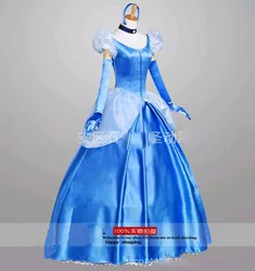 Blue Princess dresses Halloween party Adult cosplay party costume Cinderella fairy cloth stage show dress