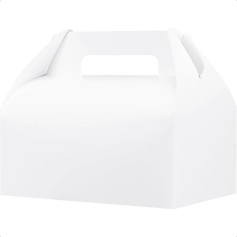 

30 Pcs 9x6x6 Large Gable Boxes White Gift Boxes with Handles Bakery Boxes Treat Boxes Paper Lunch Boxes To Go Boxes for Birthda