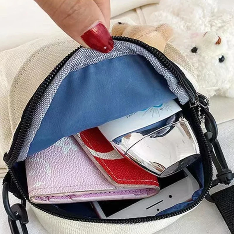 Borse da donna Mini borse a tracolla alla moda Borsa a tracolla semplice da strada femminile in tela Borsa a secchiello piccola per studenti con orsetto carino