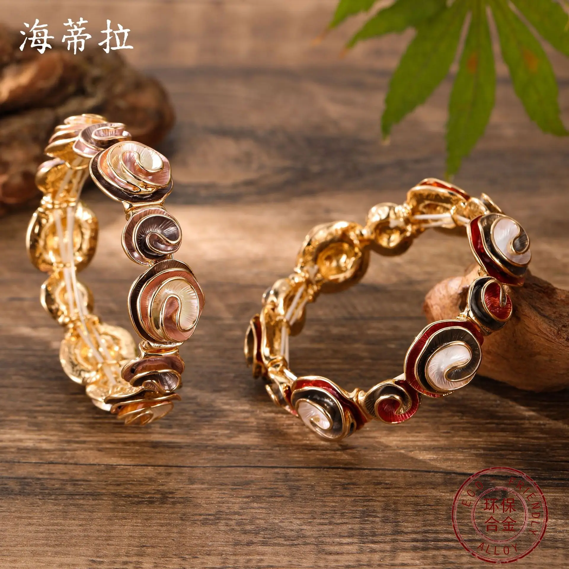 DIY accessories enamel color three-dimensional geometric rose elastic bracelet women's fashion flower zinc alloy bracelet