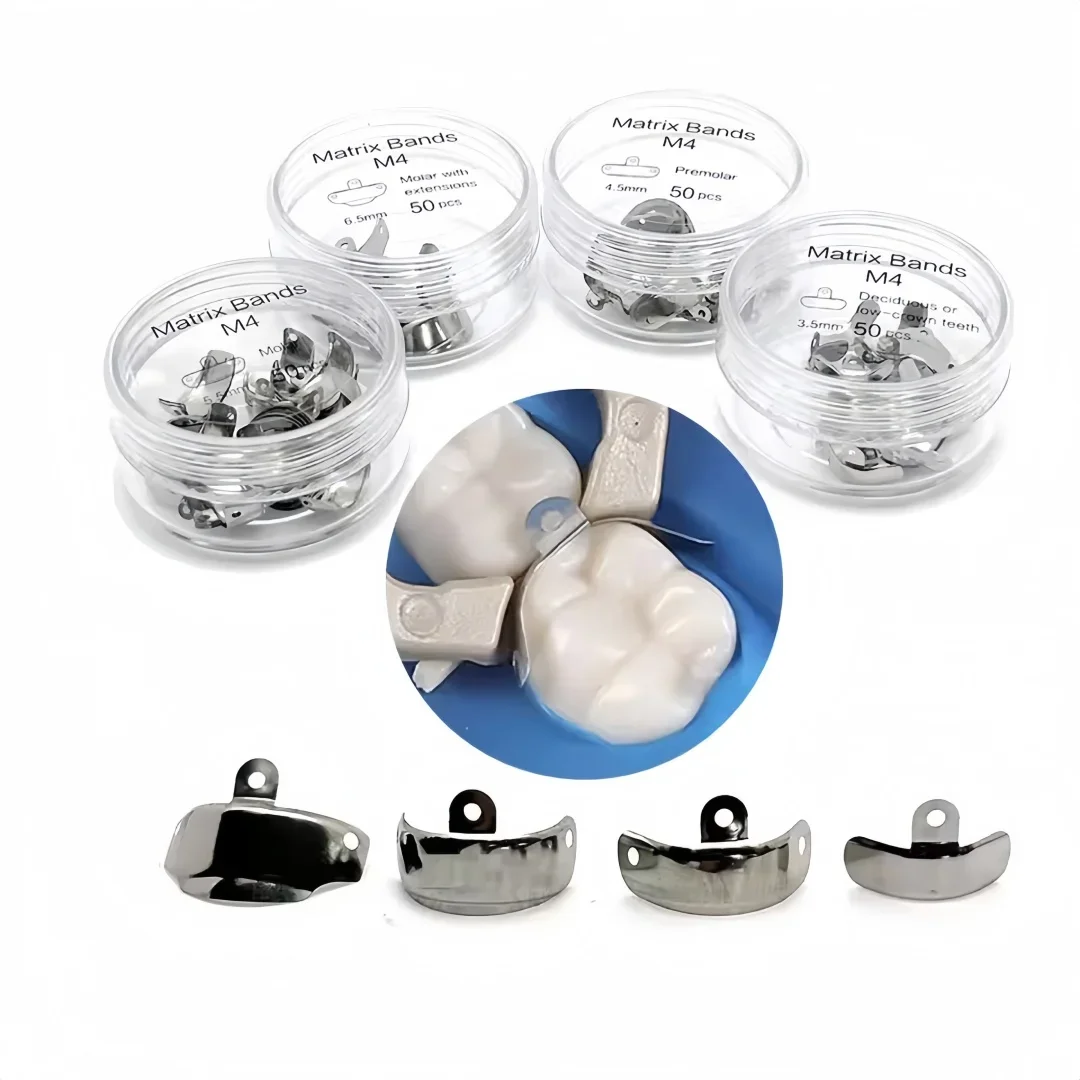 

50 шт. контурная стоматологическая металлическая матрица 3,5/4,5/5,5/6,5 мм сменный формовочный лист стоматологическая матрица лента стоматологический инструмент стоматологический материал