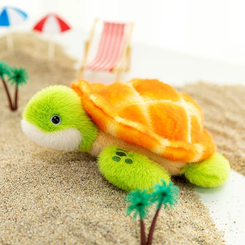 18cm Cute Plush Turtle Toy Vibrant Orange Shell Soft Green Tortoise Perfect Gift for Room Decor Creative Doll Pillow