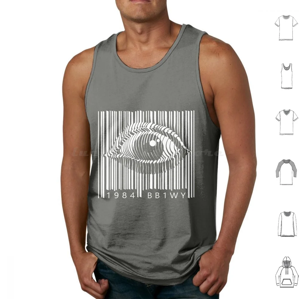 Big Stalker _ White Version Tank Tops Vest Sleeveless Consumerism Barcode Subversive Artivism Protest Consumer Society