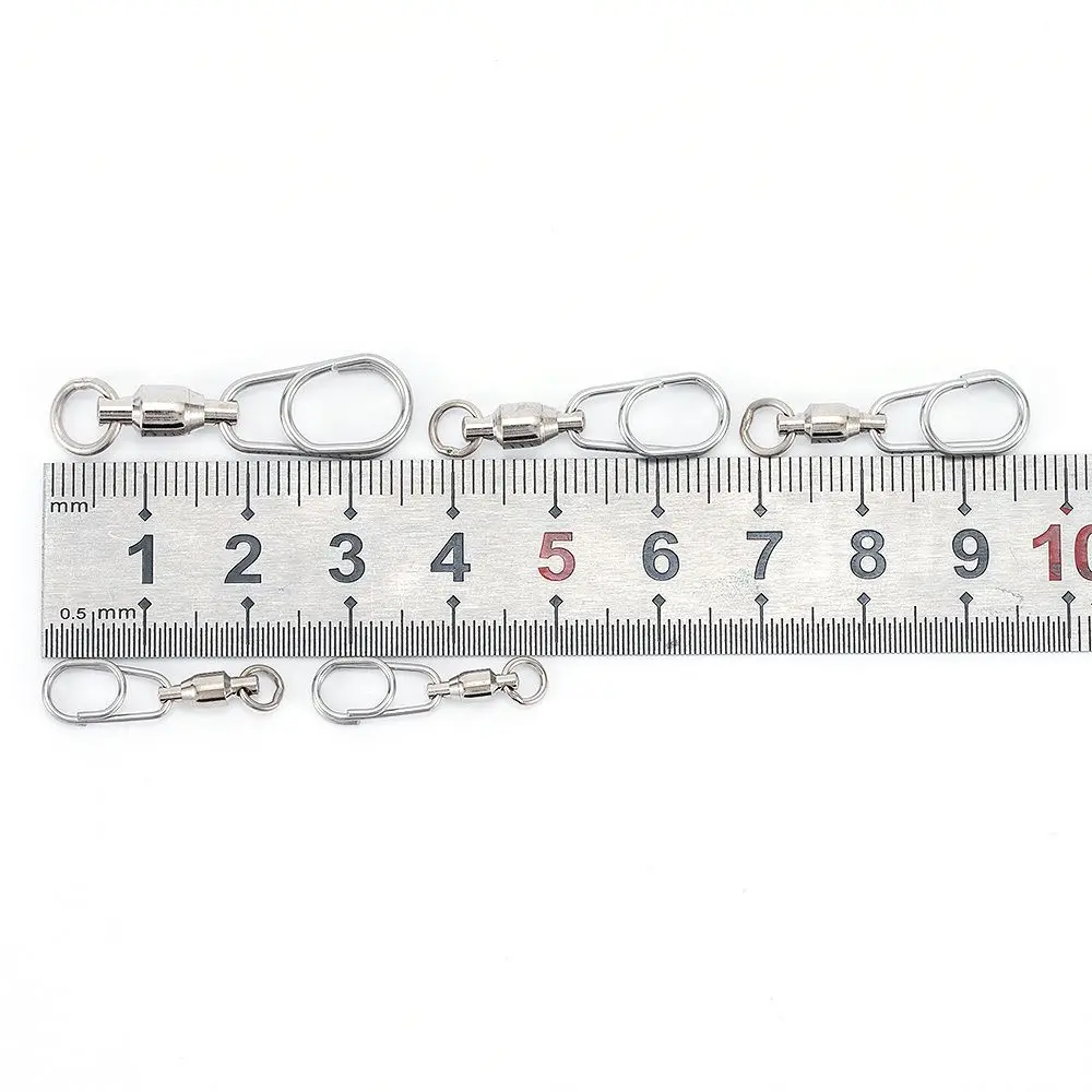 5Pcs/Pack NEW Lure Connecting Ring Stainless Steel Hooked Bearing Swivel Jig Connector Oval Split Rings Snap Rolling