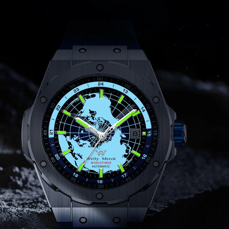 Reloj WM, relojes mecánicos automáticos, relojes de negocios multifuncionales impermeables para hombres, reloj Welly Merck WM124M