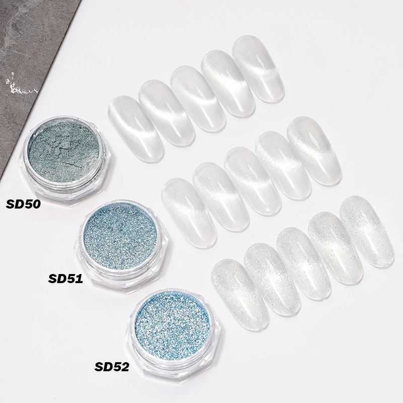 HNDO New Silver White Cat Eye Magnetic Powder Glitter 3D Effect for Nail Art Design No Blackening Fine Particles Pigment