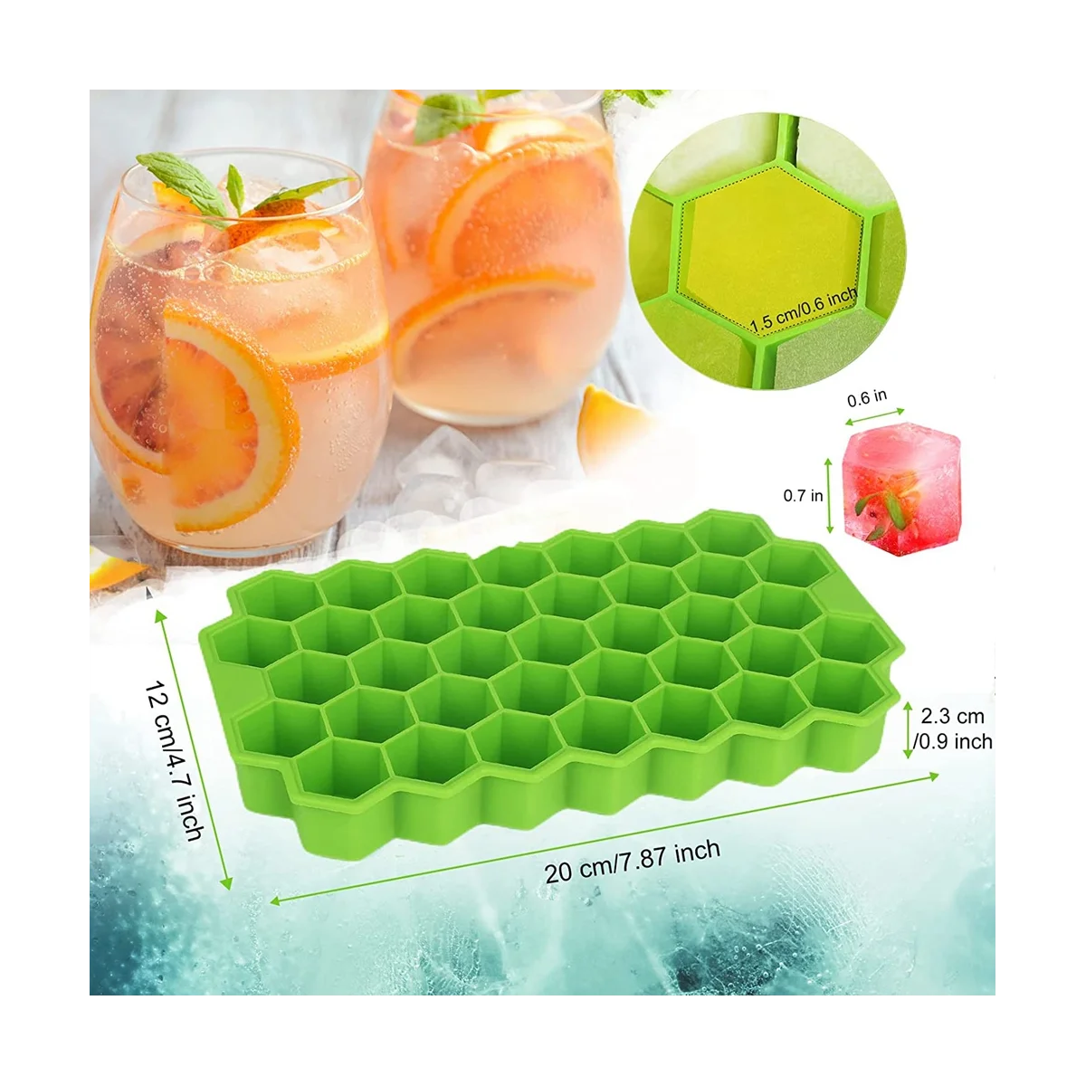 Tray, 4 Pack Silicone Ice Trays with Lids, Stackable Flexible Molds for Freezer, Easy DIY