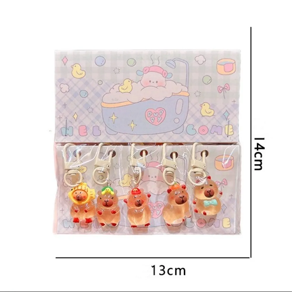 سلسلة مفاتيح كرتونية كابيبارا ، حلقة مفاتيح على شكل حيوانات لطيفة ، إكسسوارات تزيين حقائب ظهر إبداعية ، هدية ذاتية الصنع ، Kapibala ، 5 في كل مجموعة