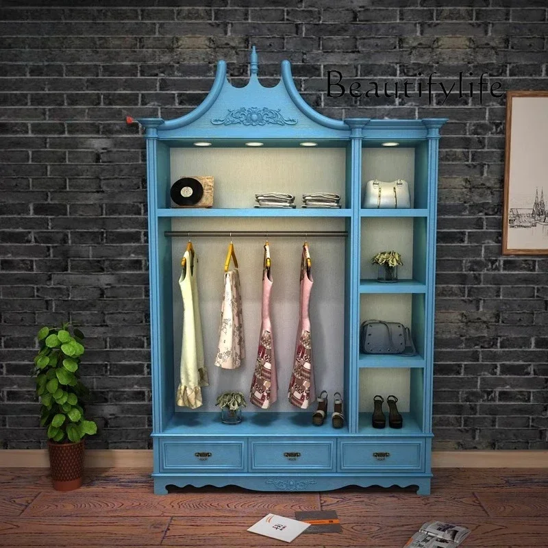 Ss XS Medieval Display Cabinet Shoe Cabinet Bags Clothing Store Display Rack European Retro Store Customized Display Cabinet