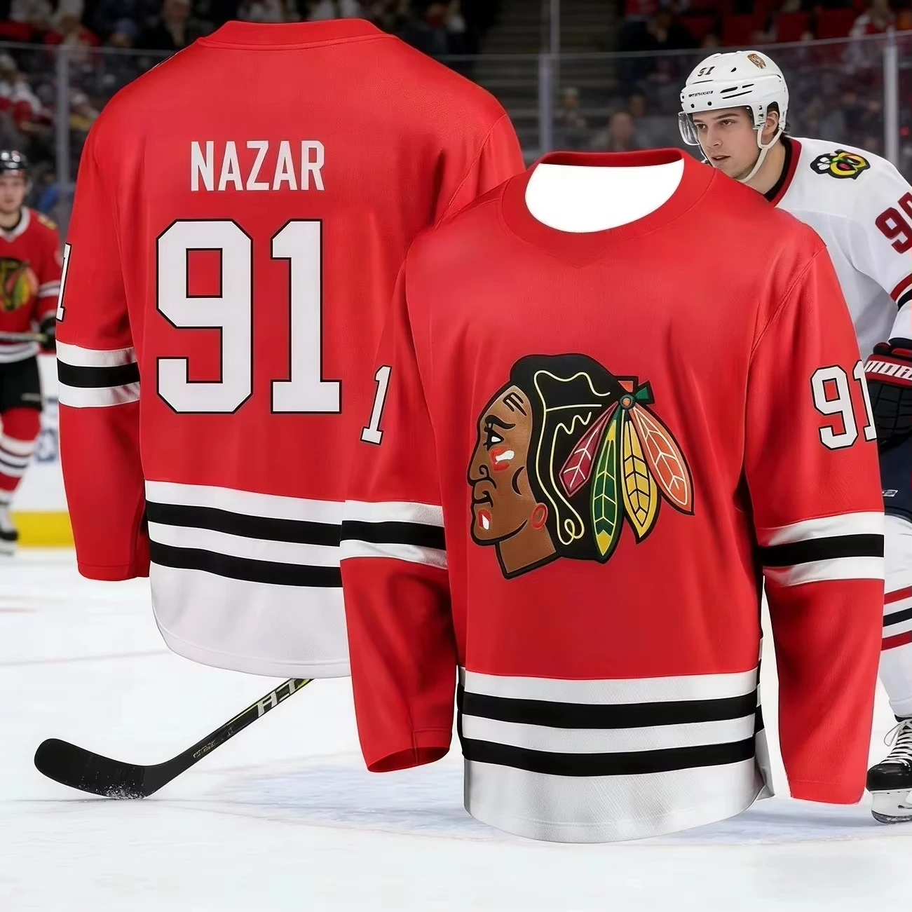 2026 Ice Hockey Training Suit 19 Red White Black Indian Head Logo 3D Print Parent-Child Matching Set