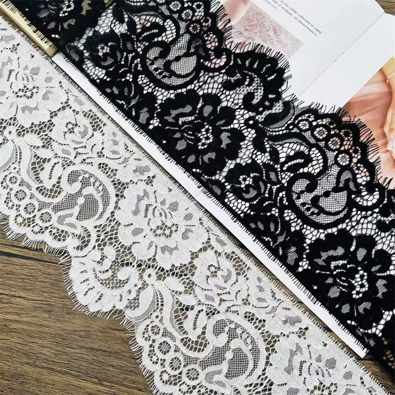 12m high-quality single-sided bone thread eyelash lace DIY wedding dress, dress, home decoration, splicing accessories width15CM