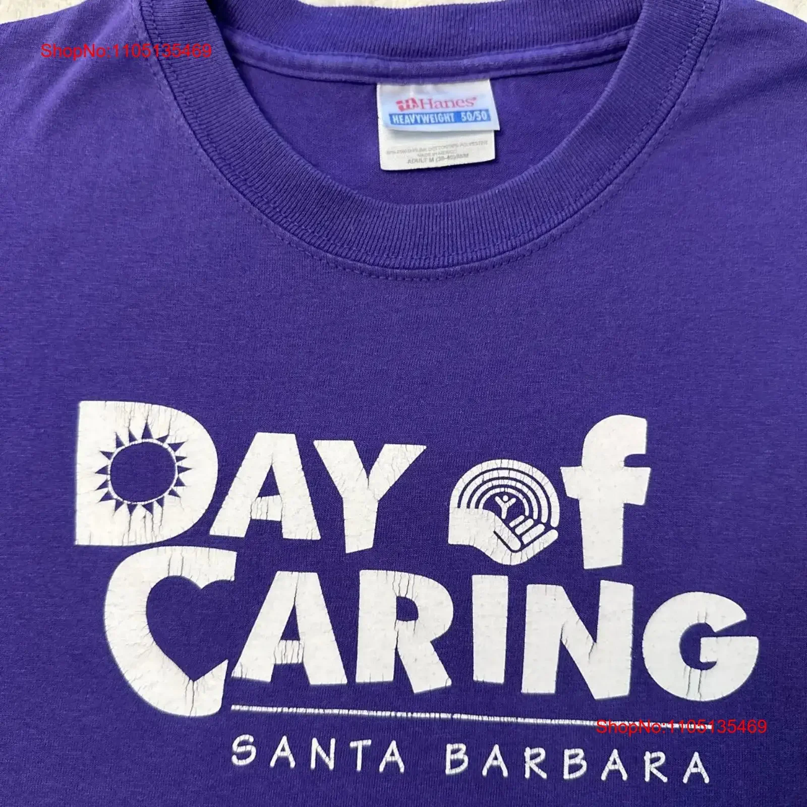

Винтажная футболка 2000-х годов Y2K Day Of Caring Santa Barbara County California Event M, винтажная стираная мужская растянутая дизайнерская одежда