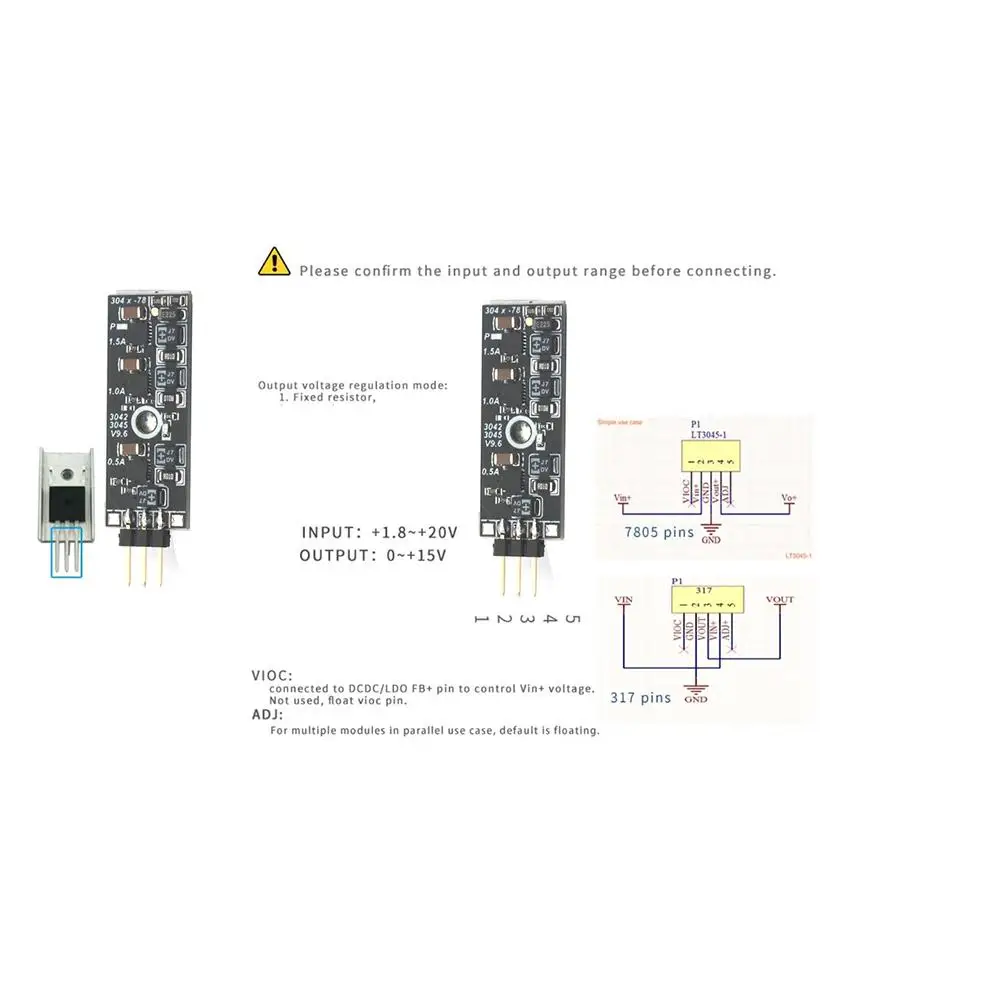 DYKB 1.5A 3 Parallel LT3045 Low Noise Linear Regulator Power Supply DC 2V-20V To 0-15V 1.2V 3.3V 5V RF Audio Replace LM317 78xx