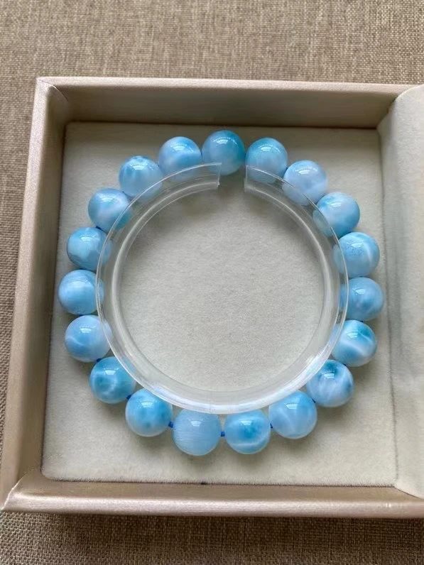 

Natural Blue Larimar Gemstone Beads Bracelet 10.4mm Women Men Blue Larimar Beads Bracelet AAAAAA