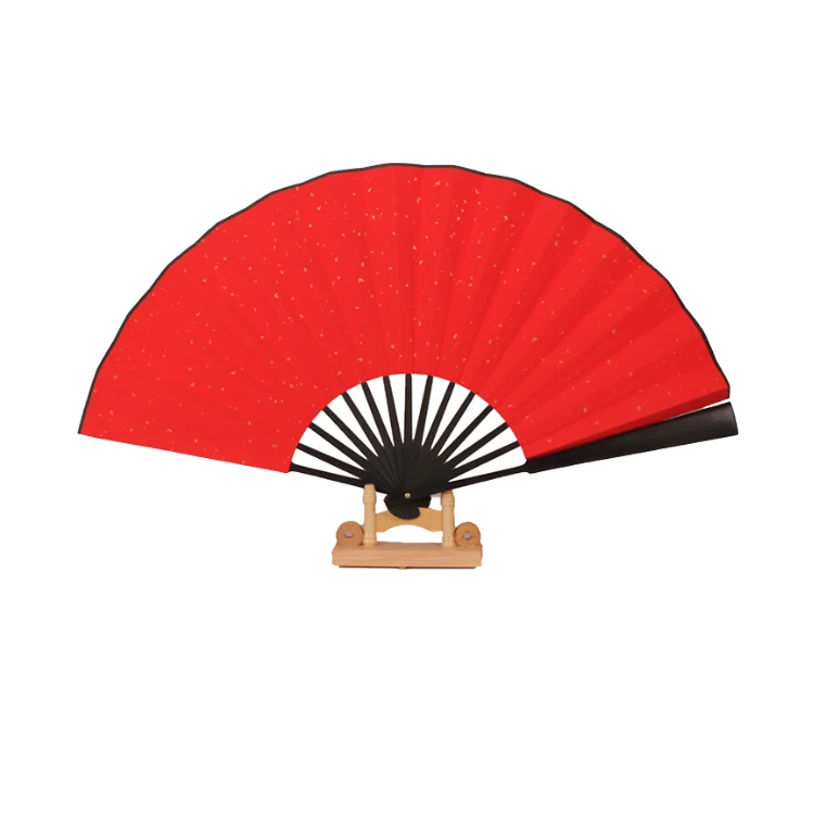 

7 Size Red Rice Paper Fans for Wedding Party Decorations Mini Small Large Chinese Folding Hand Fan Craft Black Bamboo Bone