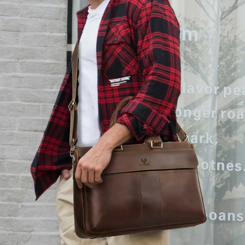 حقيبة رجال الأعمال من الجلد الأصلي ، حقيبة كتف كاجوال ، حقيبة لابتوب ، حقائب يد للعمل ، سفر للرجال ، كروس بودي جانبي ، فاخر ،