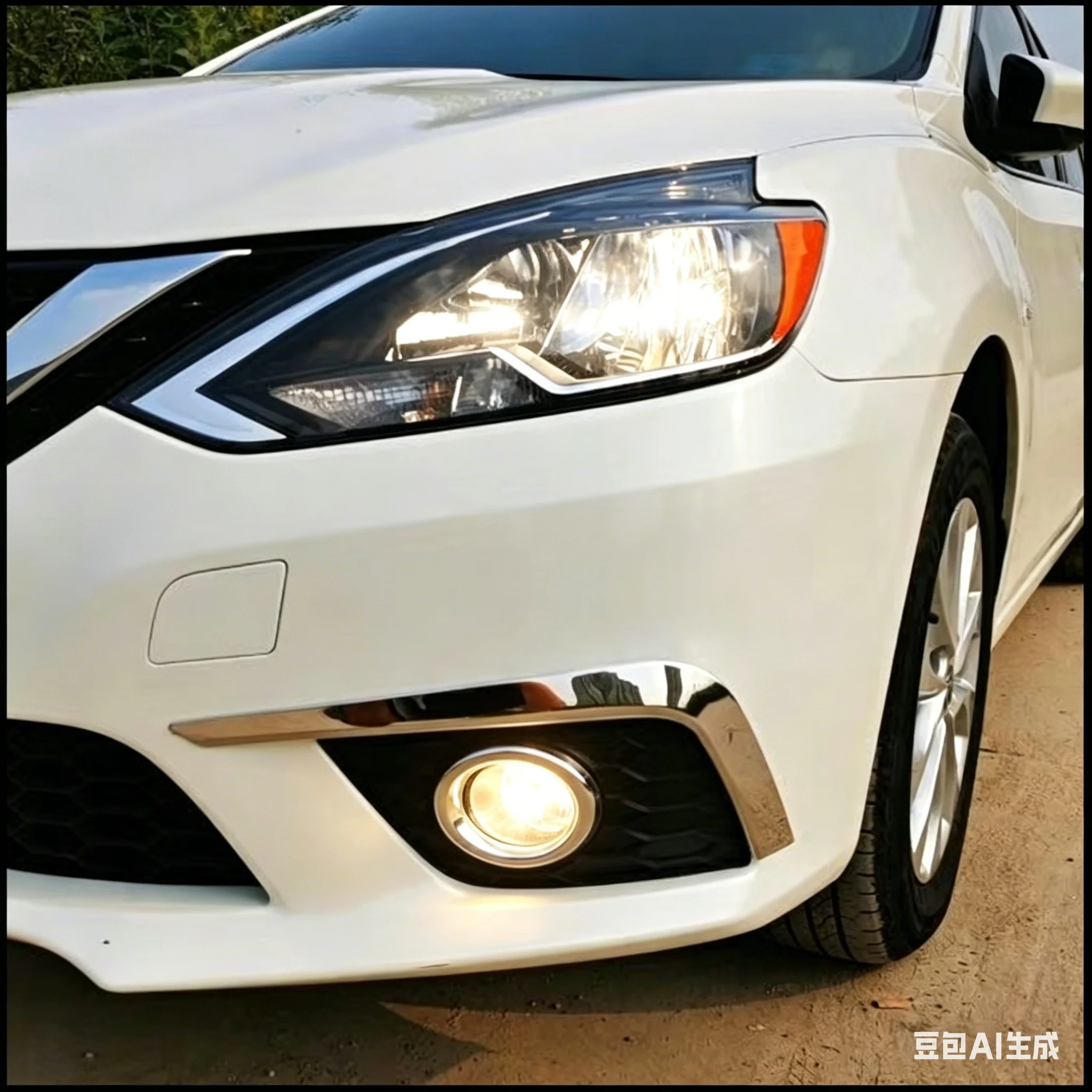 

For Nissan Sentra 2016-2019 Front Fog Light Eyelid Foglight Lamp Cover Trim Decorative Car Accessory Eyebrow Molding for Enhance