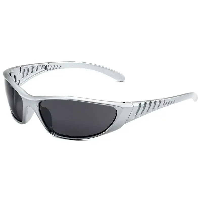 New Unisex Y2K Silver Sunglasses Outdoor Cycling Driving Oval Sun Glasses Retro Men's Women's Outdoor Causal Eyewear UV400