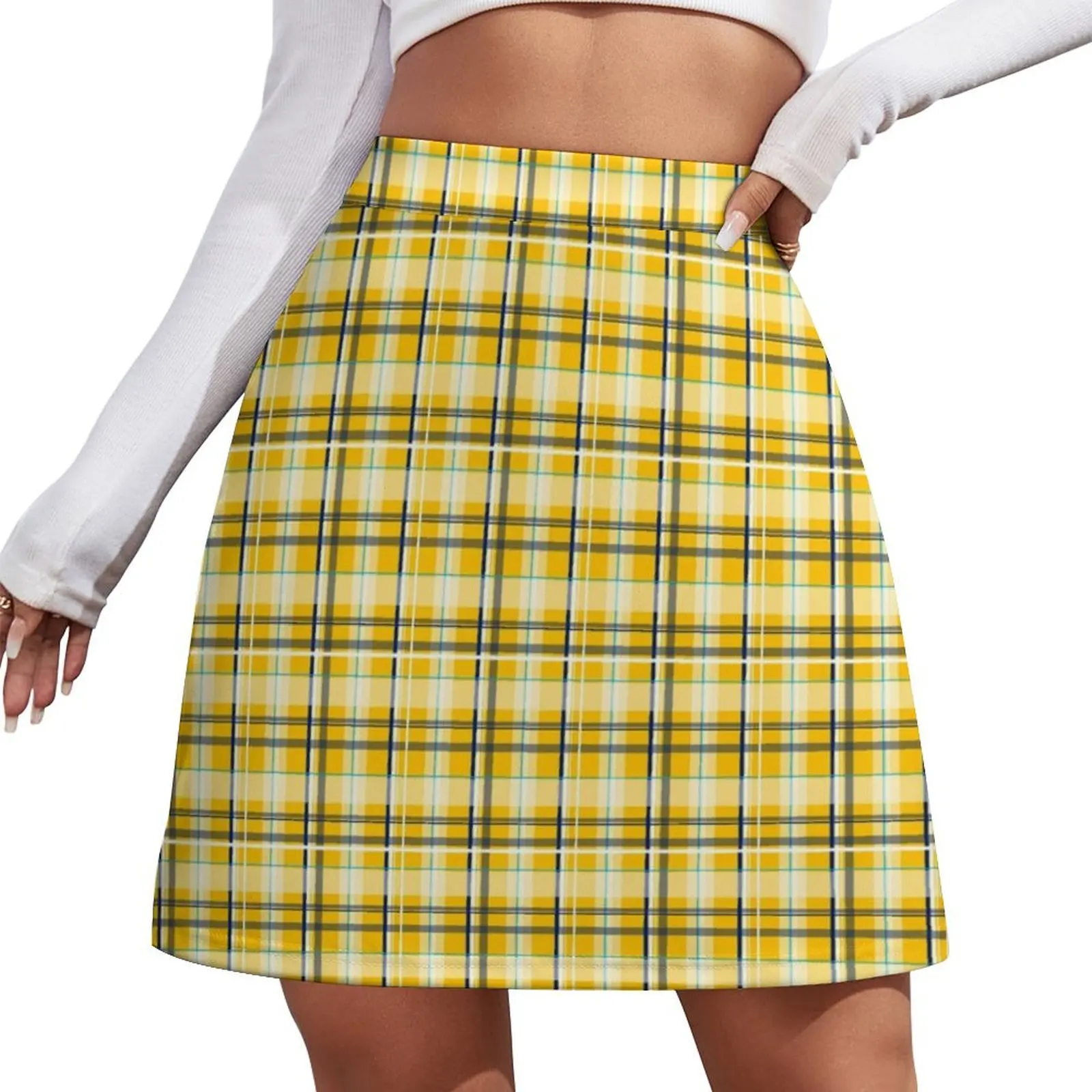

Yellow Tartan Mini Skirt luxury clothes women Summer women's clothing dress Mini Skirt
