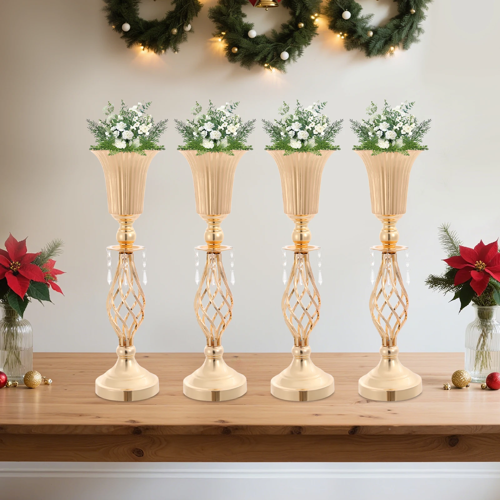 

4 PCS Floral Decoration Vases Set 51cm/20.07in Tall Elegant Aesthetic Practical Design Quick Setup for Home Decor
