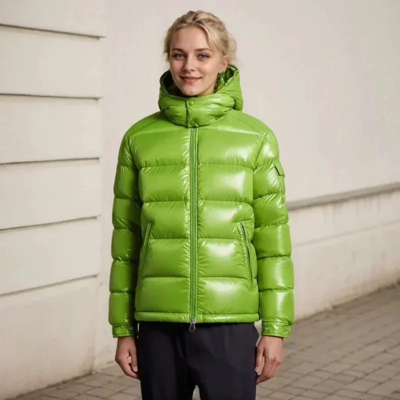 Moncl * r Cor Sólida Windproof Colheita Puffer Jacket Unisex Inverno Grosso Curto Estilo 90% Ganso Branco Jaqueta Casacos Femininos