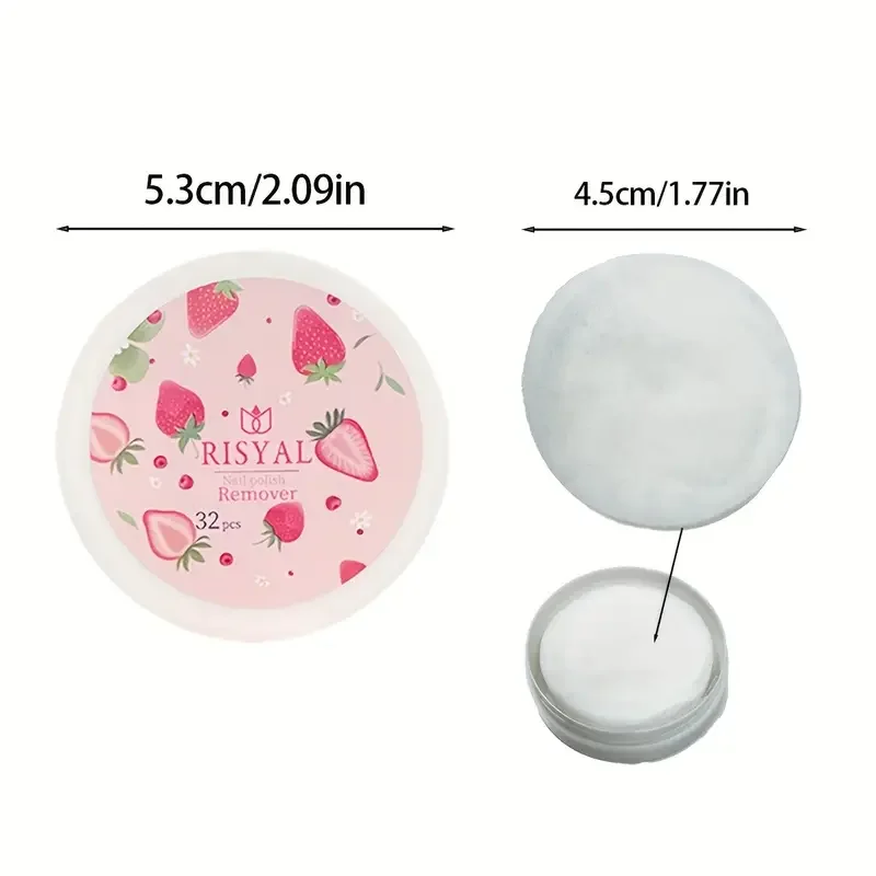 32 Stück/Box Erdbeer-Nagellackentferner-Pads, weiche, saugfähige Tücher für die einfache Maniküre- und Pedikürepflege