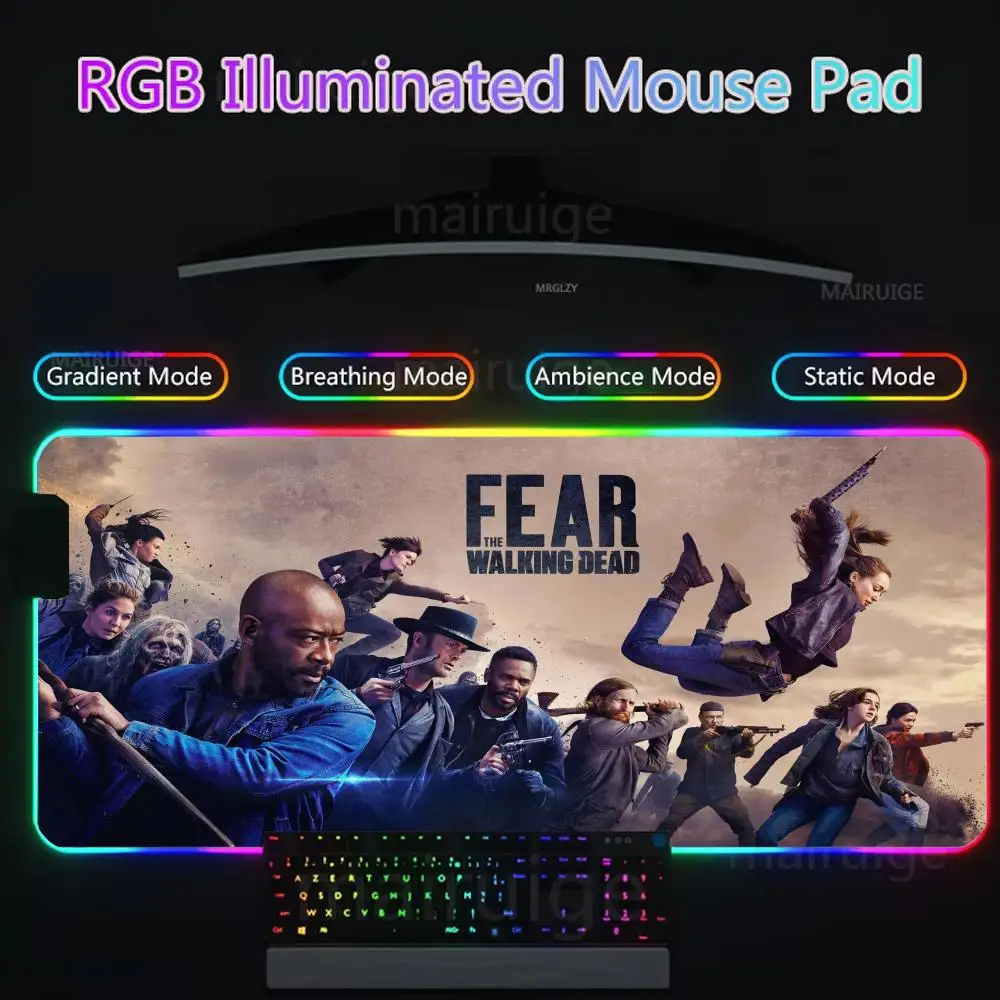 The Walking Dead Mouse Pad Gamer Rgb Desk Mat Back Light Led Mousepad Setup Gaming Accessories Deskmat Big Mousepad Backlight