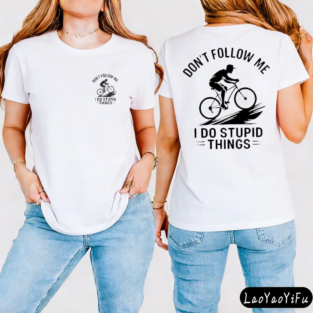Biker Gift T-Shirt for Women Vintage Mountain Bike Print Tees 