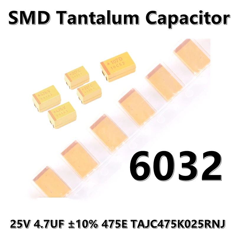 (2pcs) Original 6032 (Type C) 25V 4.7UF ±10% 475E TAJC475K025RNJ SMD tantalum capacitor