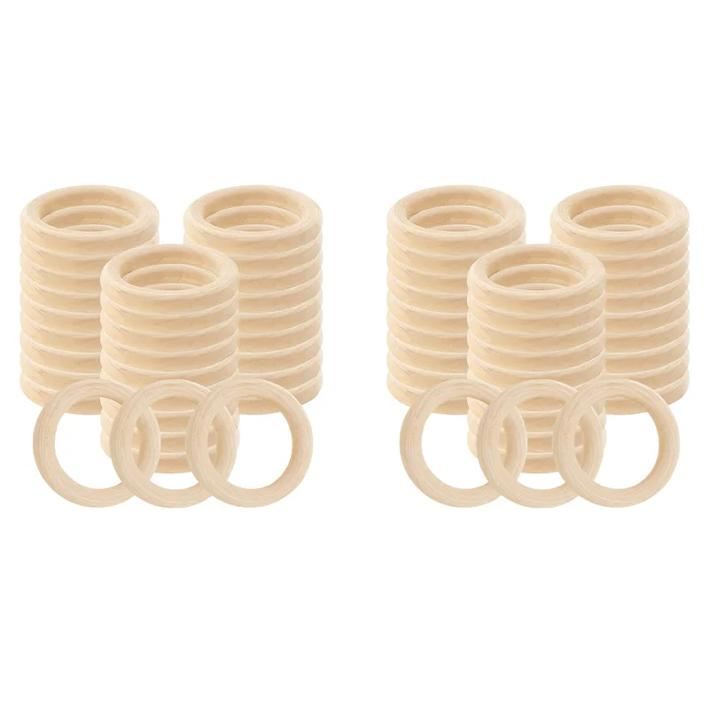 

CYL-60 Pcs Natural Wood Rings 60Mm Unfinished Macrame Wooden Ring Wood Circles For DIY Craft Ring Pendant Jewelry Making