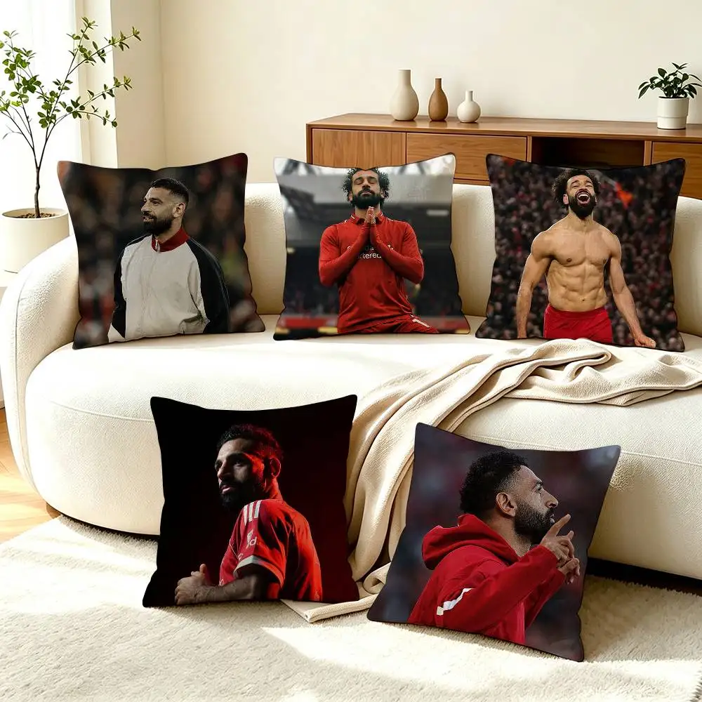 M-Mohamed S-Salah Mo Salah11 Soccer Star  Square Double-Sided printed Pillow Case Bedroom Bedside Pillow Sofa Cushion Cover