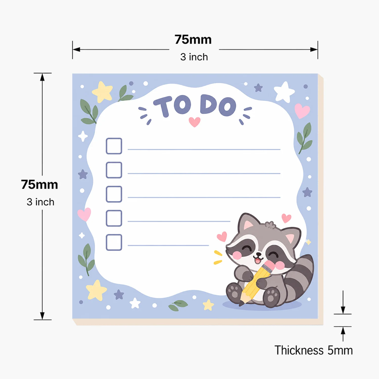 2PCS Cute Raccoon To Do List Sticky Notes 100 Sheets Checklist Daily Planner Memo Pads Reminder Office School Stationery